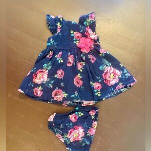 Floral dress with matching diaper cover